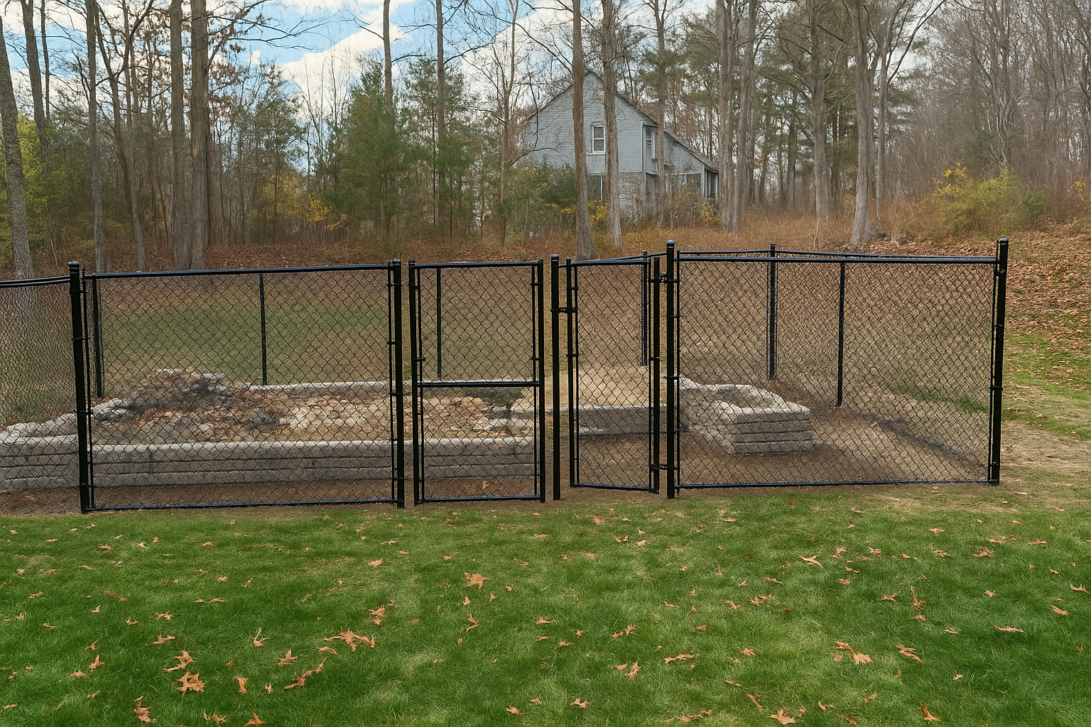 chain link double gate installed